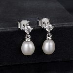 S925 Sterling Silber natürliche Süßwasser Perle Moissanite Ohrringe – Bild 2