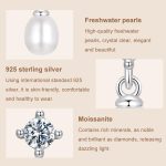 S925 Sterling Silber natürliche Süßwasser Perle Moissanite Ohrringe – Bild 5