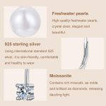 S925 Sterling Silber Platin-Plattierte Moissanite Süßwasserperle Elegante Ohrringe – Bild 5