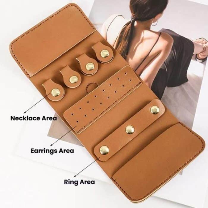 PU Multifunktions Schmuck Tasche Reise Tragbare Ohrringe Ringe Halsketten Armbänder Schmuck Lagerung Tasche – Bild 3