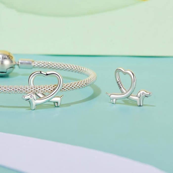 S925 Sterling Silber Lustige Dackel Perlen Schmuck Tier Zubehör – Bild 3