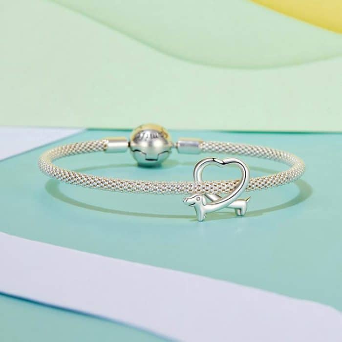 S925 Sterling Silber Lustige Dackel Perlen Schmuck Tier Zubehör – Bild 4