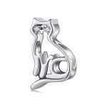 S925 Sterling Silber Oxidiert Spaß Hohl Katze Perlen Nette Tier