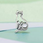 S925 Sterling Silber Oxidiert Spaß Hohl Katze Perlen Nette Tier – Bild 2