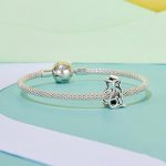 S925 Sterling Silber Oxidiert Spaß Hohl Katze Perlen Nette Tier – Bild 5