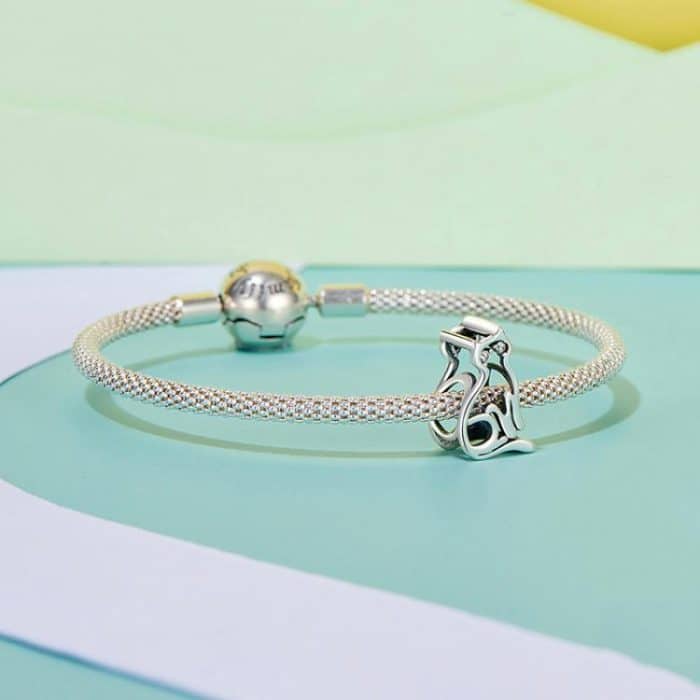 S925 Sterling Silber Oxidiert Spaß Hohl Katze Perlen Nette Tier – Bild 5