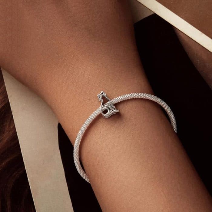 S925 Sterling Silber Oxidiert Spaß Hohl Katze Perlen Nette Tier – Bild 7