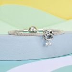 S925 Sterling Silber Oxidiert Niedlichen Hohlen Pfotenabdruck Perlen Tier Armband Zubehör – Bild 4
