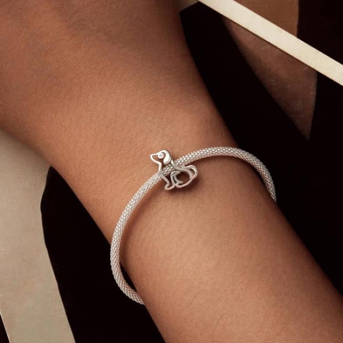 S925 Sterling Silber Niedliche hohle Hundeperlen Tierarmband Zubehör – Bild 7