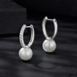 S925 Sterling Silber Glänzende Moissanite Shell Perle Ohrringe – Bild 3