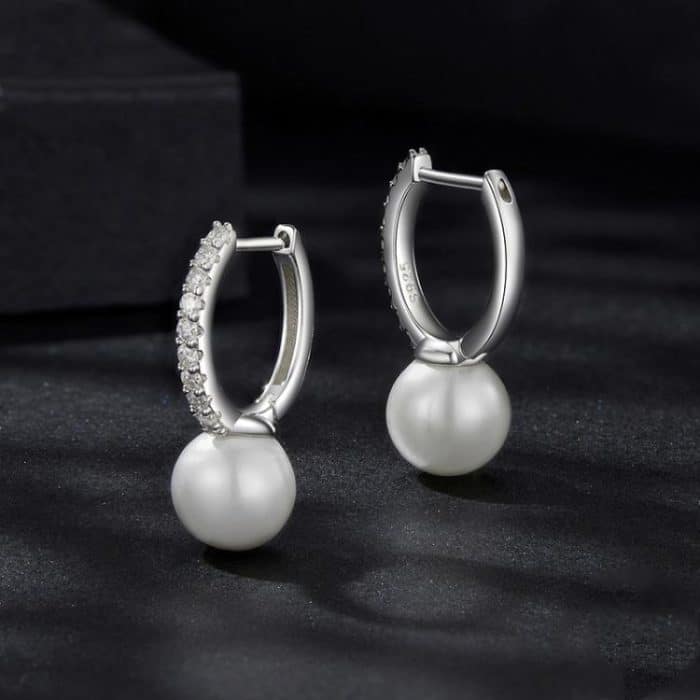 S925 Sterling Silber Glänzende Moissanite Shell Perle Ohrringe – Bild 3