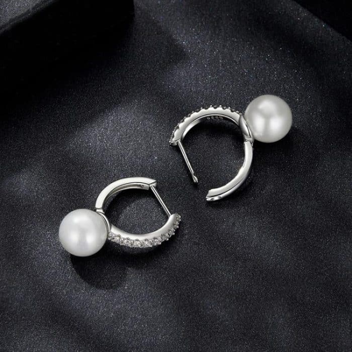 S925 Sterling Silber Glänzende Moissanite Shell Perle Ohrringe – Bild 4