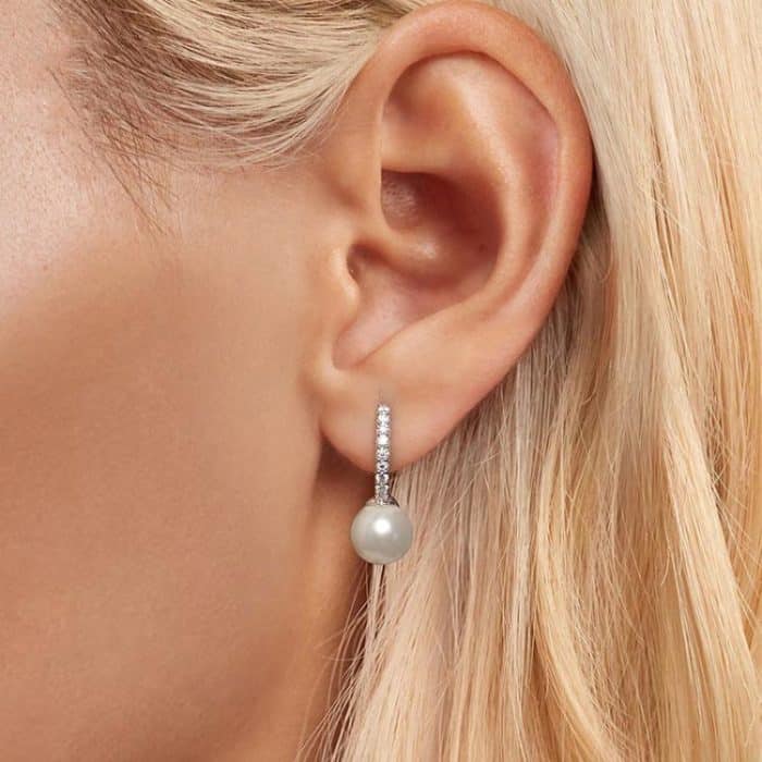 S925 Sterling Silber Glänzende Moissanite Shell Perle Ohrringe – Bild 6