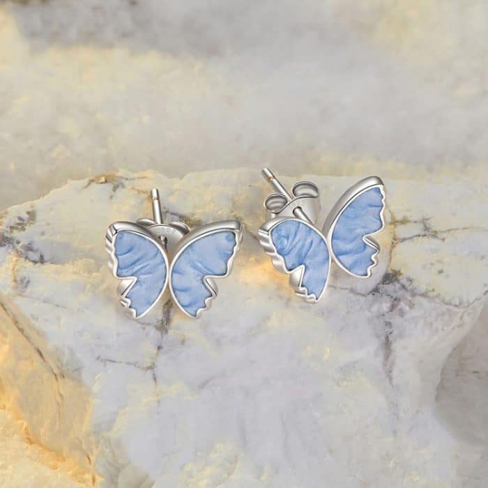 S925 Sterling Silber Schmetterling Ohrringe Frische Tier Ohrringe – Bild 4
