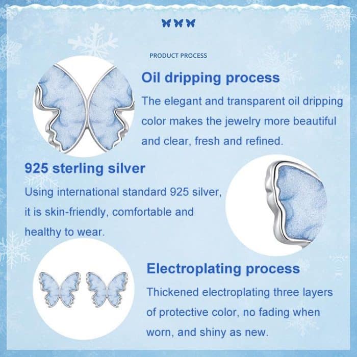 S925 Sterling Silber Schmetterling Ohrringe Frische Tier Ohrringe – Bild 5