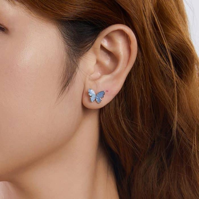 S925 Sterling Silber Schmetterling Ohrringe Frische Tier Ohrringe – Bild 6