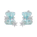 S925 Sterling Silber Niedliche Tier Eis Transparent Bär Ohrringe