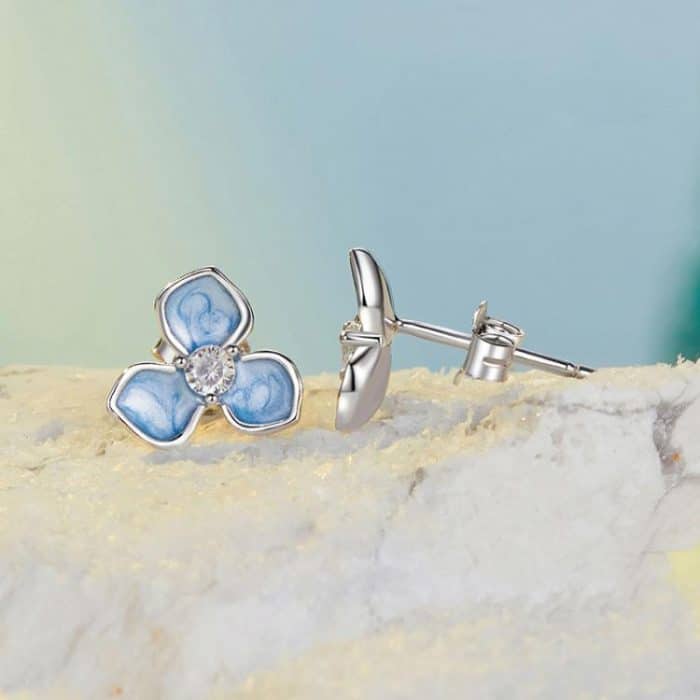 S925 Sterling Silber Platinierte Süße Blumen Ohrringe – Bild 3