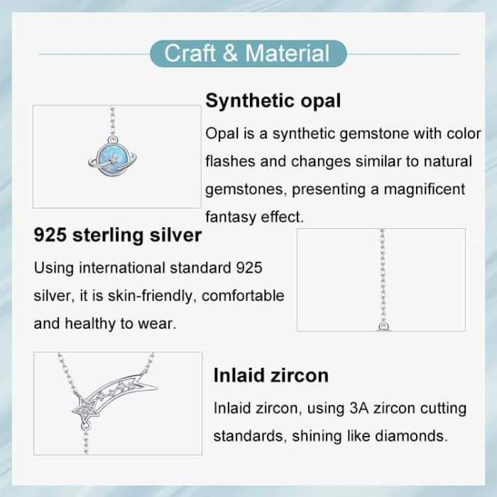 S925 Sterling Silber Nano Opal Kosmische Planet Meteor Halskette – Bild 4
