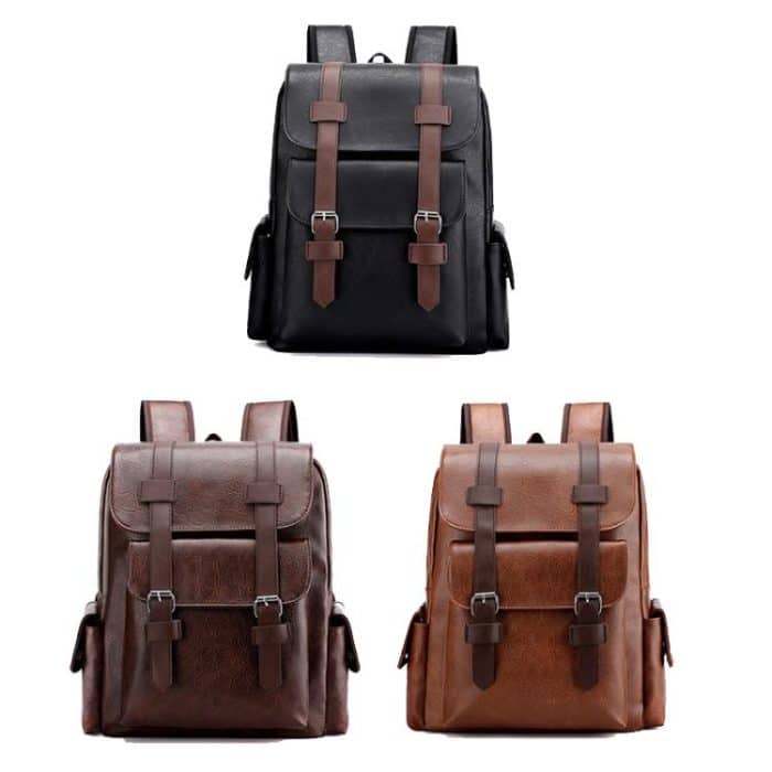 OUMANTU 975 PU-Leder Große Kapazität Reise Laptop Rucksack Casual Schultasche – Bild 2