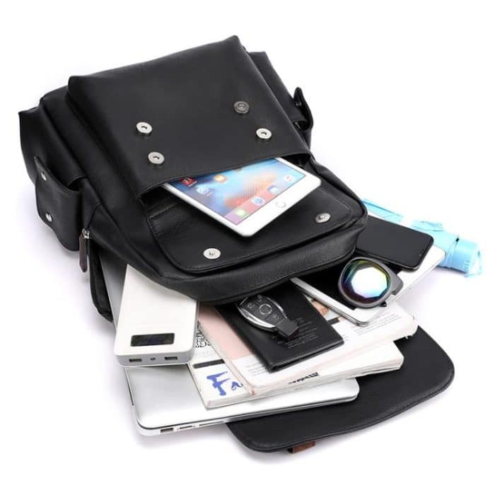 OUMANTU 975 PU-Leder Große Kapazität Reise Laptop Rucksack Casual Schultasche – Bild 5