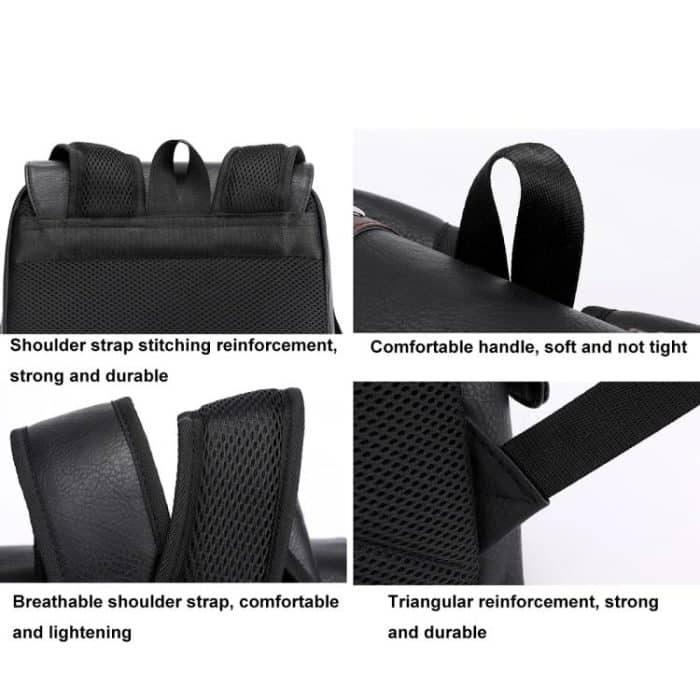 OUMANTU 975 PU-Leder Große Kapazität Reise Laptop Rucksack Casual Schultasche – Bild 9