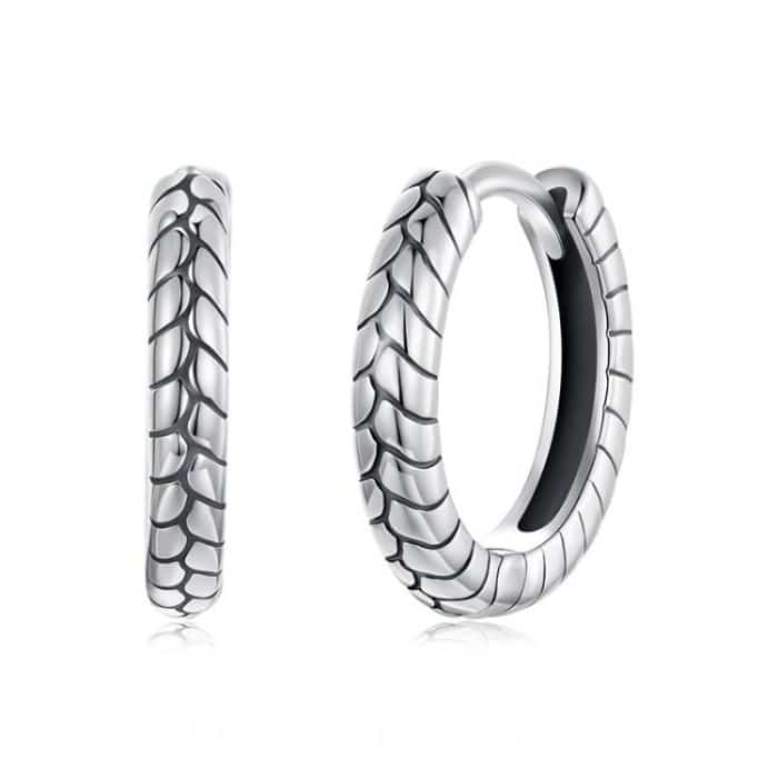 S925 Sterling Silber Oxidierte Schlangenmuster Ohrringe – Bild 1