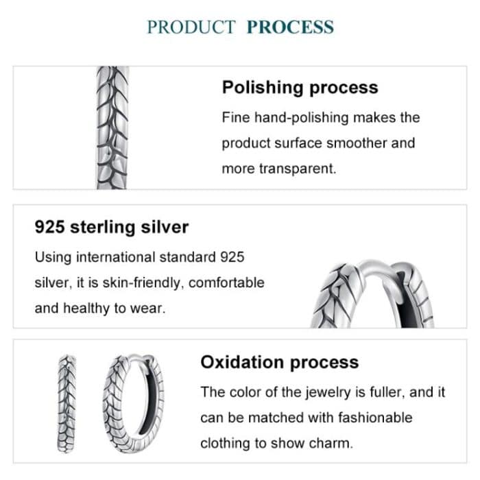 S925 Sterling Silber Oxidierte Schlangenmuster Ohrringe – Bild 5