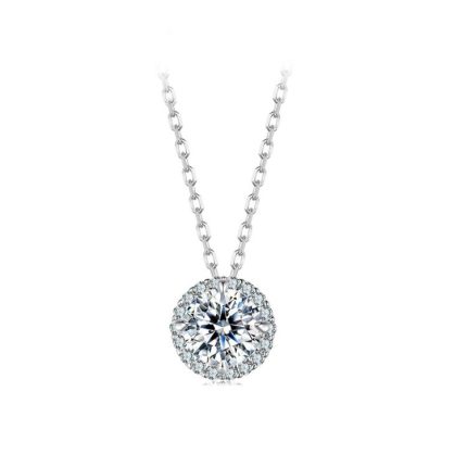 S925 Sterling Silber Platinierte Moissanit Halskette