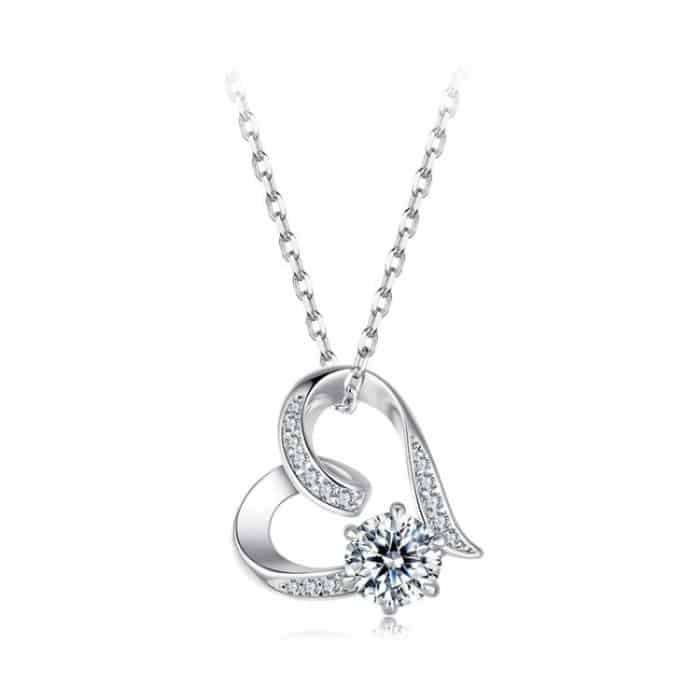 TBD0605796201A.jpg S925 Sterling Silber Ewige Liebe Herzförmige Moissanite Halskette – Bild 1