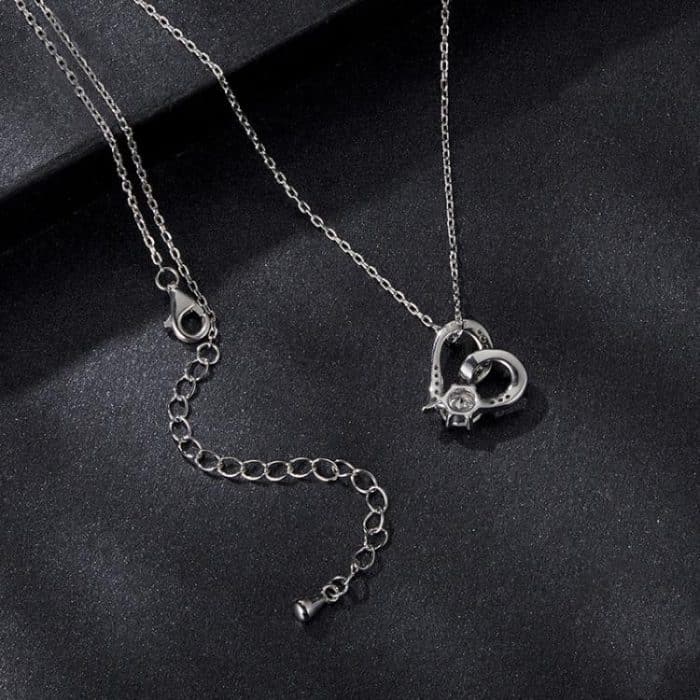 S925 Sterling Silber Ewige Liebe Herzförmige Moissanite Halskette – Bild 3