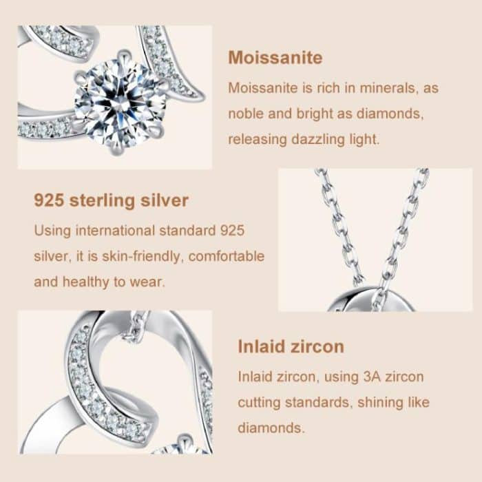 S925 Sterling Silber Ewige Liebe Herzförmige Moissanite Halskette – Bild 4