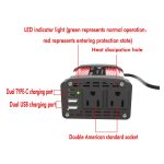 Gurxun Dual USB + Dual Type-C Ladeanschluss Modifizierter Rechteckwellen-Auto-Wechselrichter, DC12V To AC110V Dual US Plug, DC12V to AC220V Universal Plug – Bild 8