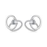 S925 Sterling Silber Platinierte Herzförmige Ohrringe