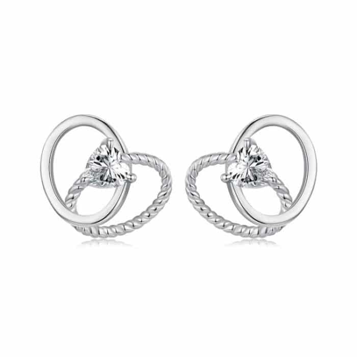 S925 Sterling Silber Platinierte Herzförmige Ohrringe – Bild 1