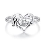 S925 Sterling Silber Muttertag Liebe Herz Offener verstellbarer Ring