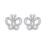 S925 Sterling Silber Platinierte süße hohle Schmetterlingsohrringe