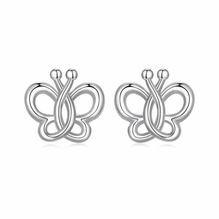 S925 Sterling Silber Platinierte süße hohle Schmetterlingsohrringe – Bild 1
