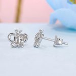 S925 Sterling Silber Platinierte süße hohle Schmetterlingsohrringe – Bild 3