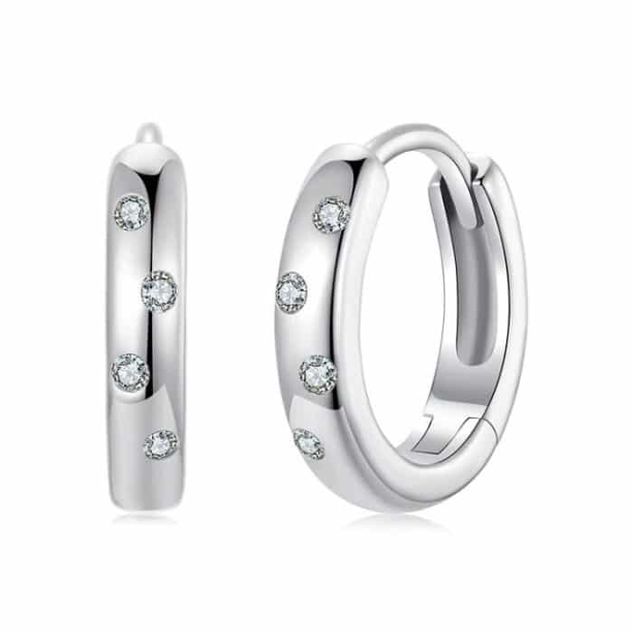 S925 Sterling Silber Platinierte Moissanit Ohrringe – Bild 1