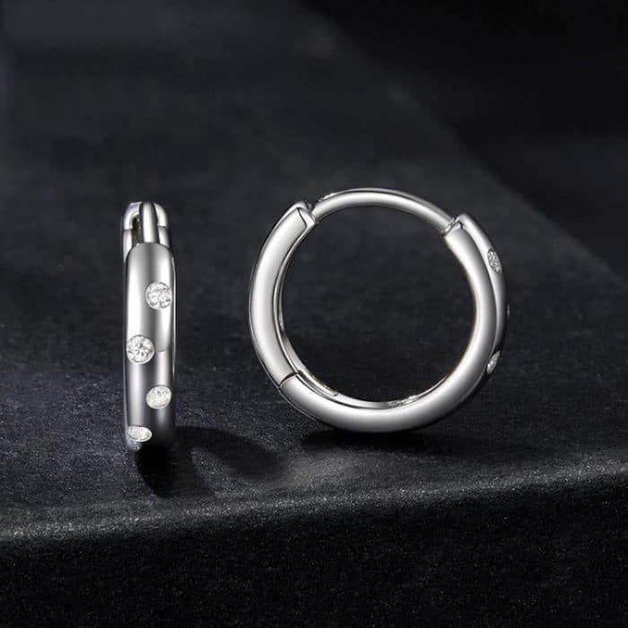 S925 Sterling Silber Platinierte Moissanit Ohrringe – Bild 2