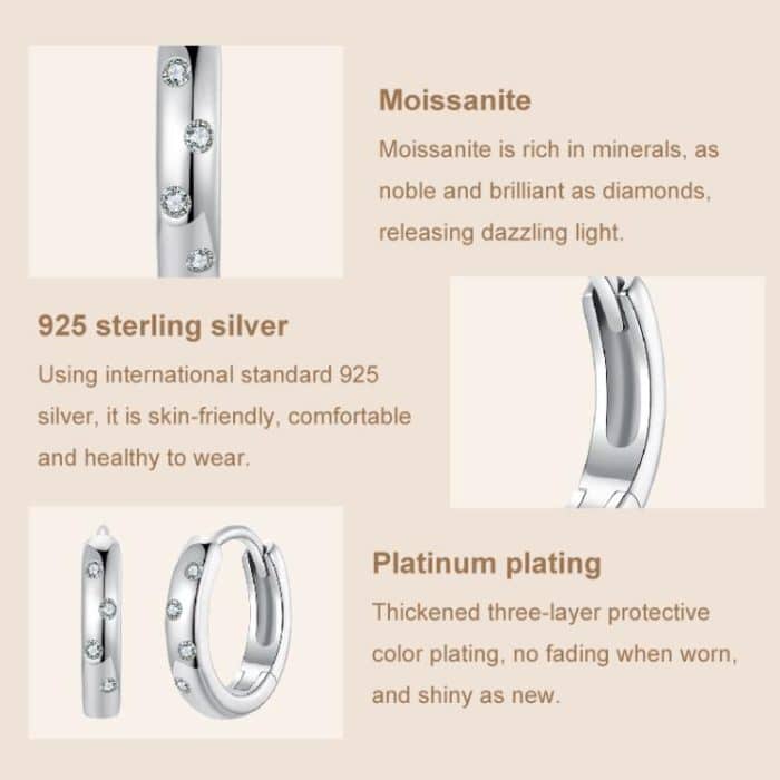 S925 Sterling Silber Platinierte Moissanit Ohrringe – Bild 5