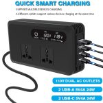 Gurxun Dual Digital Display Auto Wechselrichter mit 2 USB + 2 Typ-C Ports, Universal Plug 220V, Universal Plug 110V, Brazil Plug 220V, Brazil Plug 110V, US Plug 110V – Bild 8