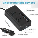 Gurxun Dual Digital Display Auto Wechselrichter mit 2 USB + 2 Typ-C Ports, Universal Plug 220V, Universal Plug 110V, Brazil Plug 220V, Brazil Plug 110V, US Plug 110V – Bild 9