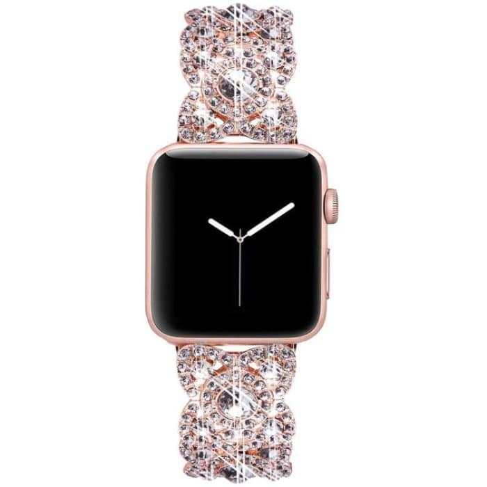 Armband aus Metall mit Blütenblättern und Diamanten für die Apple Watch Series 9/8/7/6/SE/5/4/3, 1215 Silver, 1202 Silver, 1215 Black, 1202 Black, 1215 Rose Gold, 1202 Rose Gold, 1202 Rose Gold Red, 1215 Gold – Bild 2