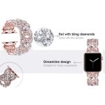 Armband aus Metall mit Blütenblättern und Diamanten für die Apple Watch Series 9/8/7/6/SE/5/4/3, 1215 Silver, 1202 Silver, 1215 Black, 1202 Black, 1215 Rose Gold, 1202 Rose Gold, 1202 Rose Gold Red, 1215 Gold – Bild 4