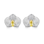 S925 Sterling Silber Platinierte Vivid Butterfly Orchid Ohrringe