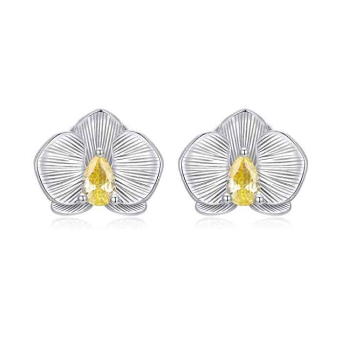 S925 Sterling Silber Platinierte Vivid Butterfly Orchid Ohrringe – Bild 1