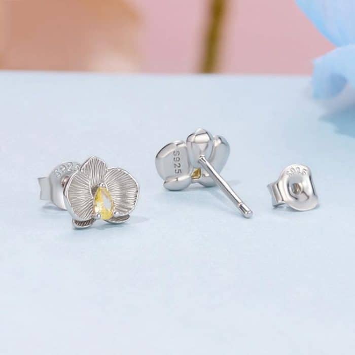 S925 Sterling Silber Platinierte Vivid Butterfly Orchid Ohrringe – Bild 4