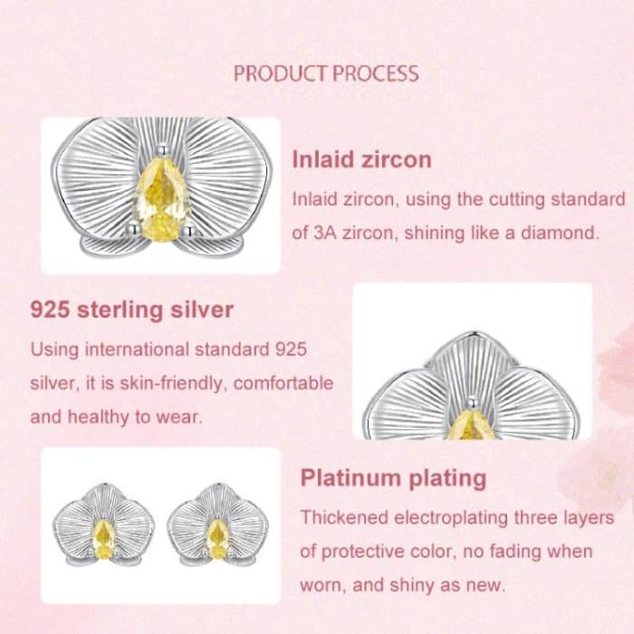 S925 Sterling Silber Platinierte Vivid Butterfly Orchid Ohrringe – Bild 5